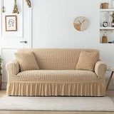 Ruffled Seersucker Sofa Cover (Bubble Fabric) - Color Skin