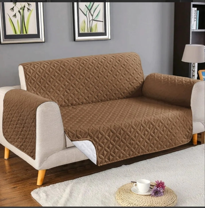 Ultrasonic Quilted Sofa Cover - Sofa Runner Color Copper Brown