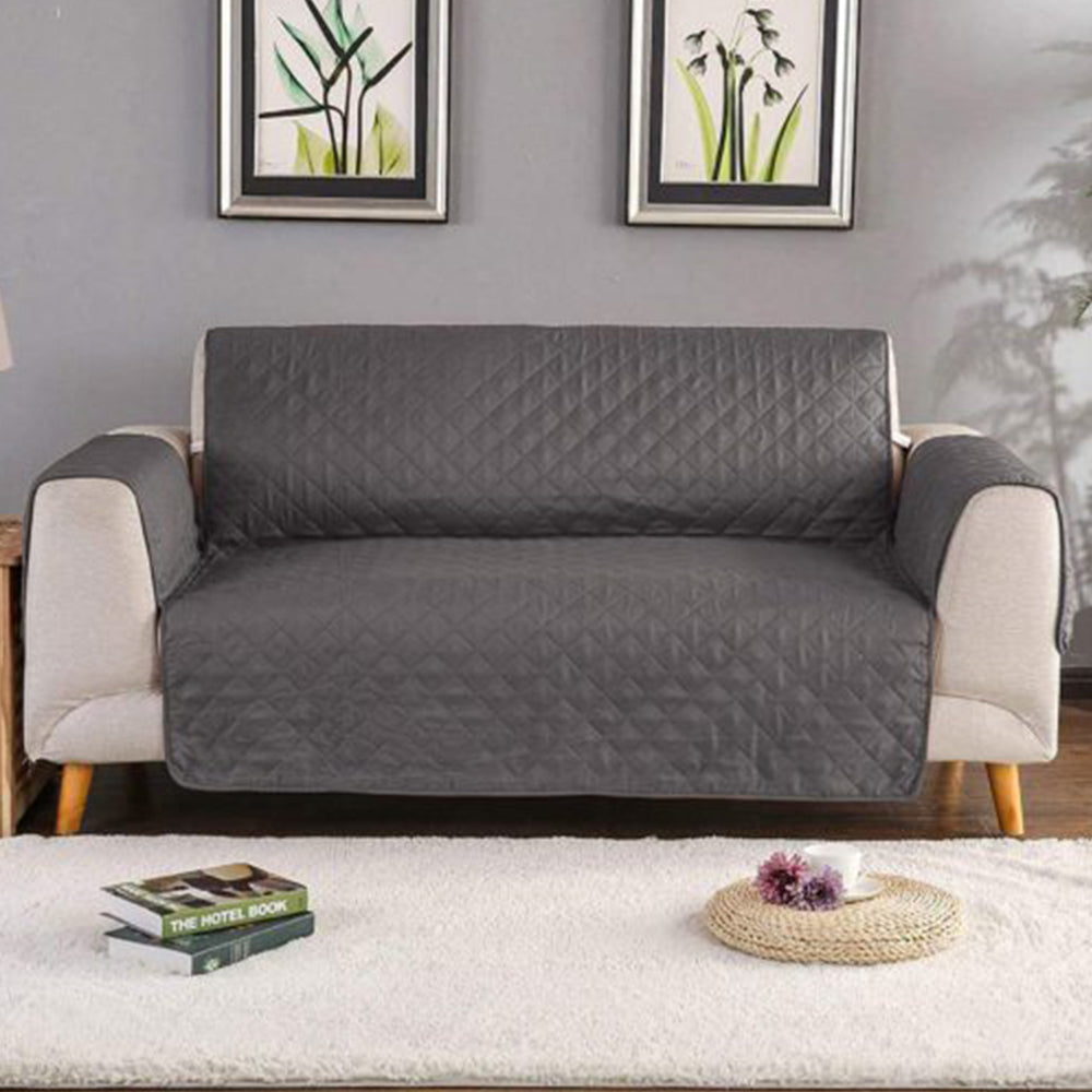 Cotton Quilted Sofa Covers Color Grey