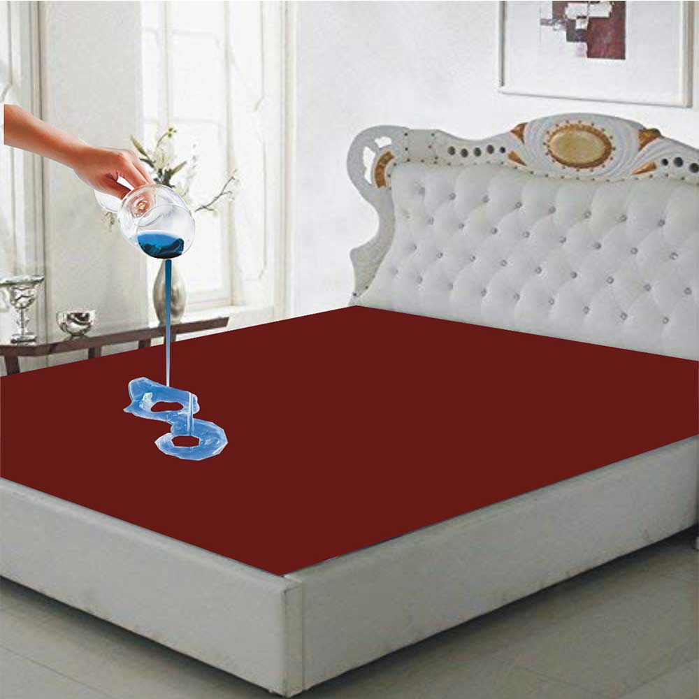 Waterproof Mattress Protector Double Fitted Bed Sheet King Size: 72 X 78 - Maroon