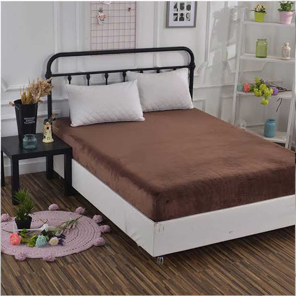 Waterproof Mattress Protector Double Fitted Bed Sheet King Size: 72 X 78 - Brown
