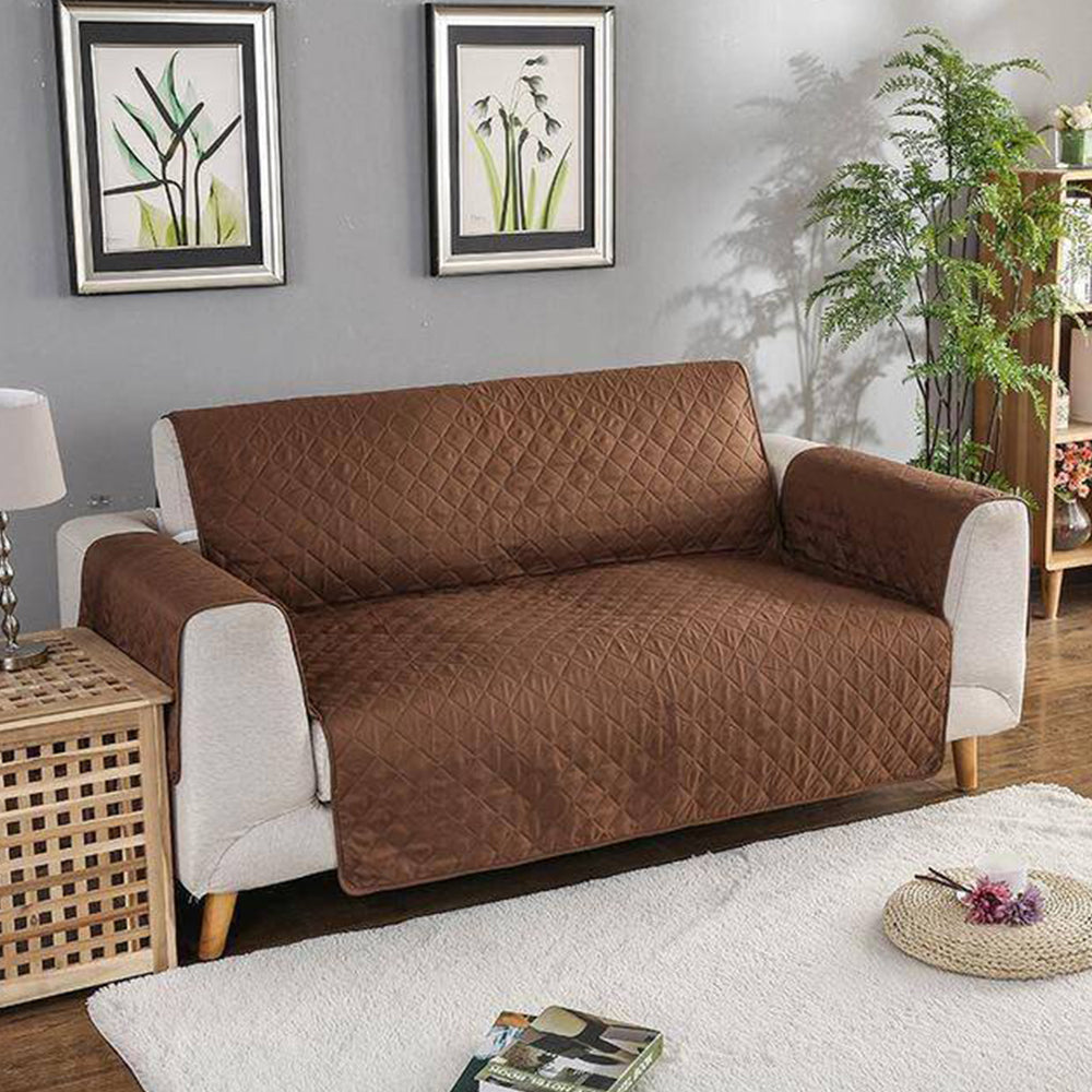 Cotton Quilted Sofa Covers Color Brown