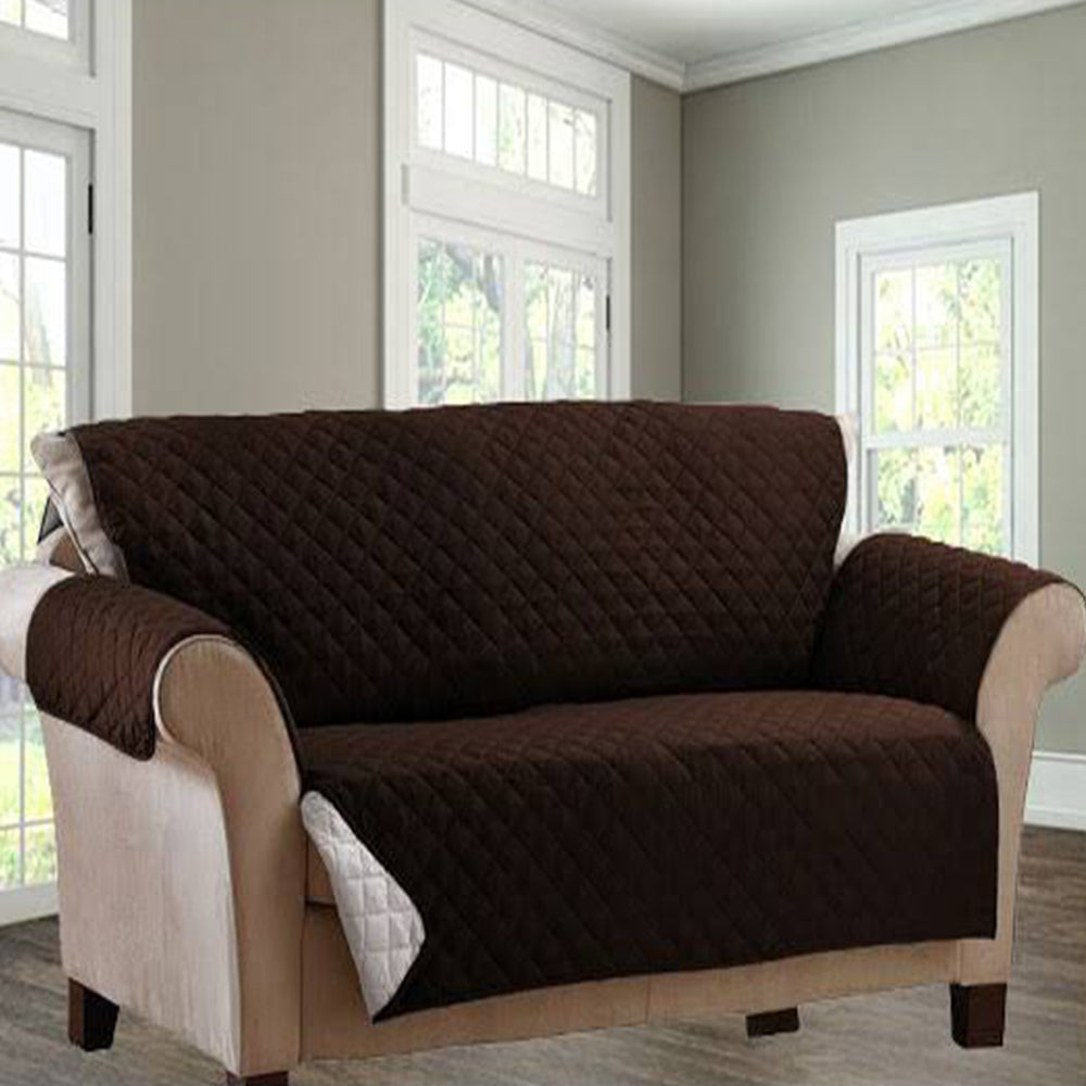 Cotton Quilted Sofa Covers Color Chocolate