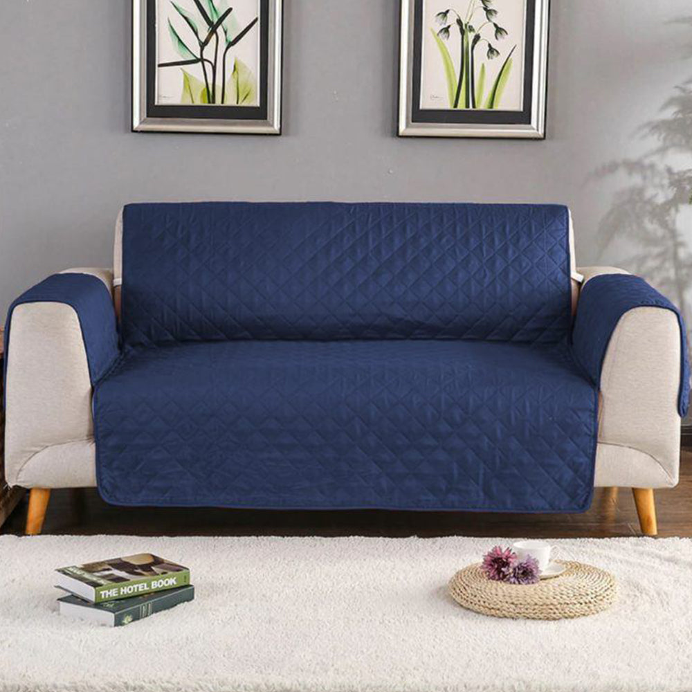 Cotton Quilted Sofa Covers Color Navy Blue