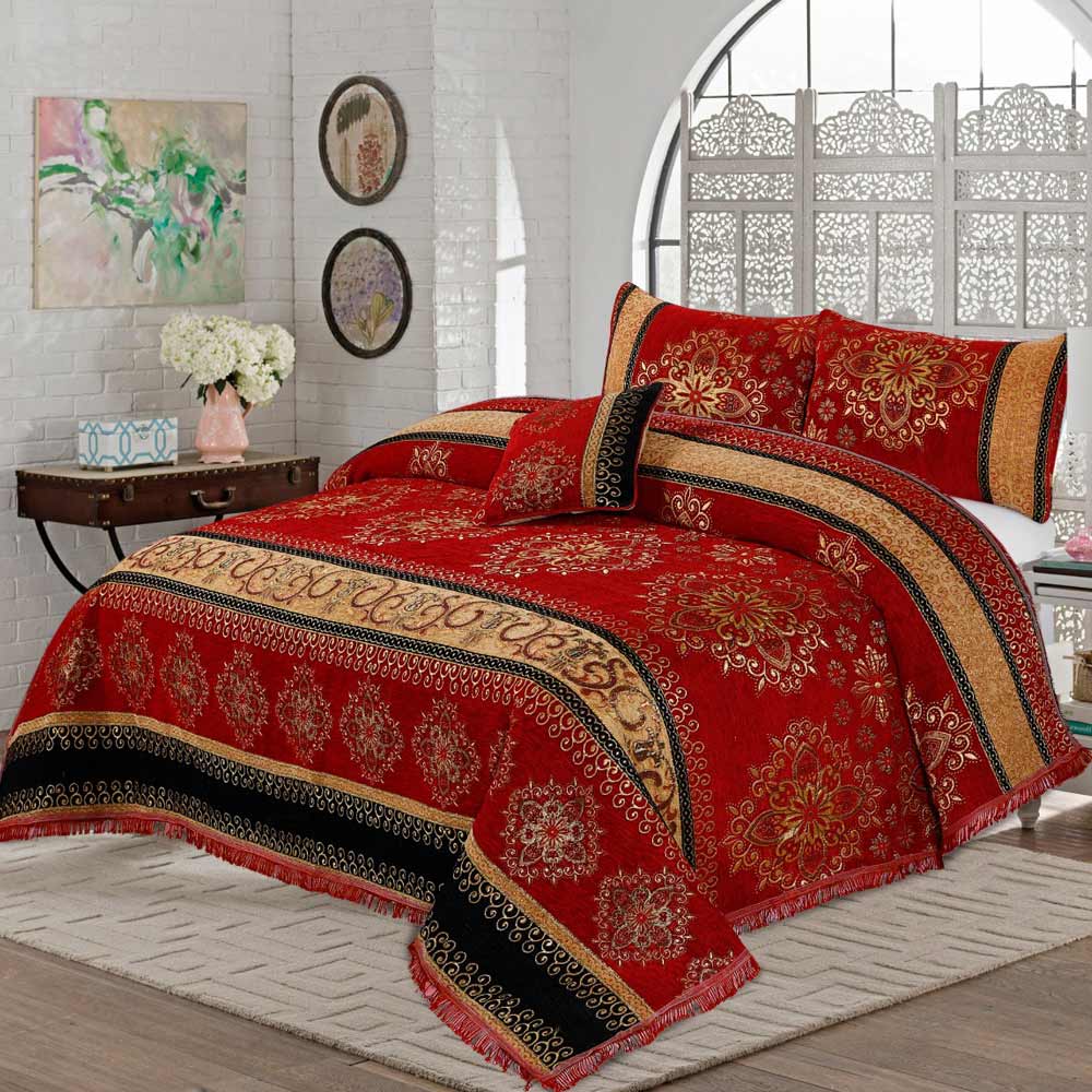 Velvet Jacquard Bed Sheet Set 4Pcs Design WJV006