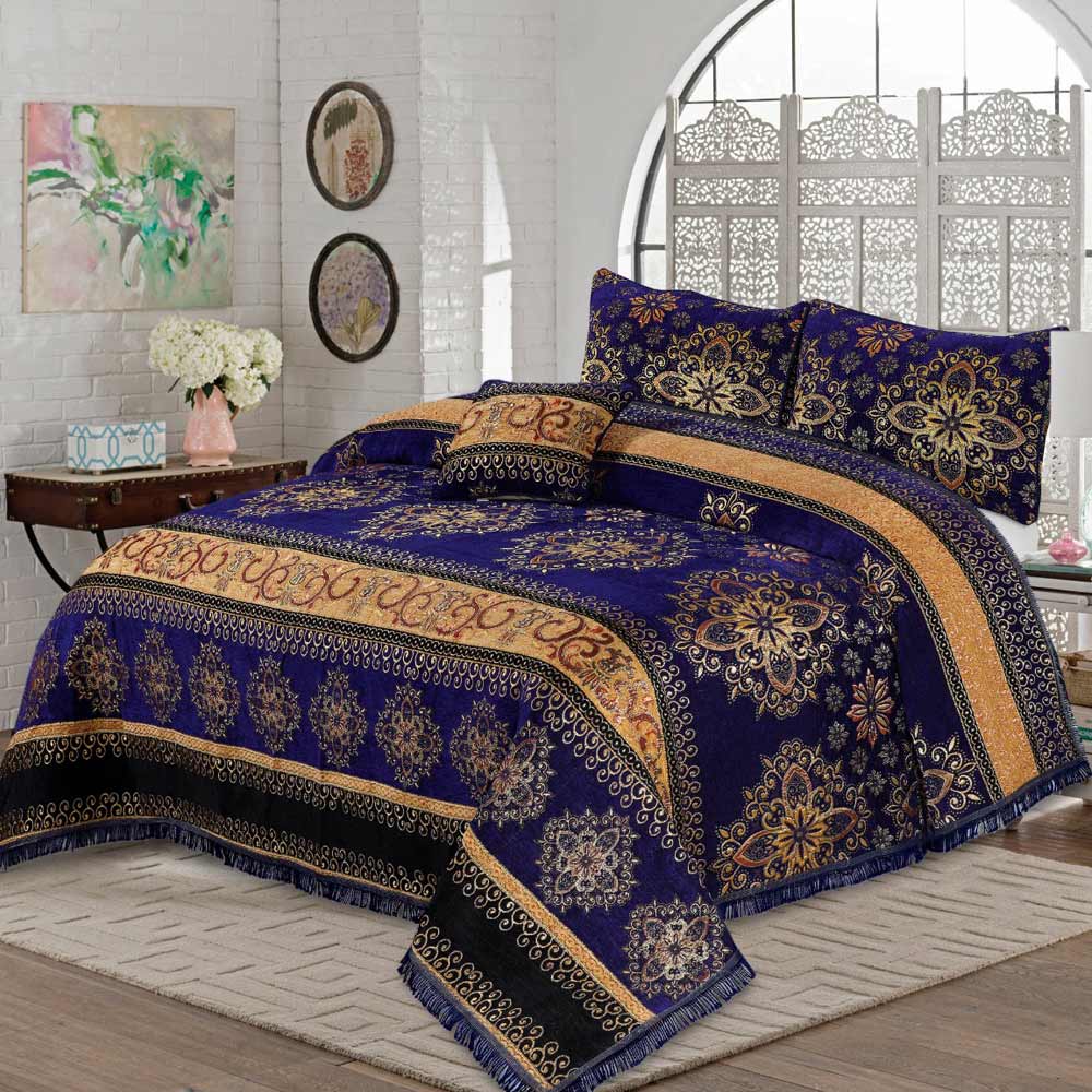 Velvet Jacquard Bed Sheet Set 4Pcs Design WJV009